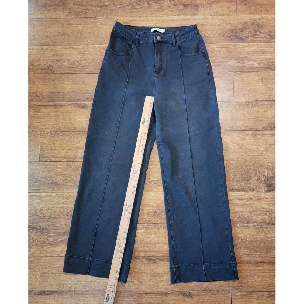 Wide‎ Leg Baggy Jeans Black Denim Womens Size 8 High Rise Genleck NWOT